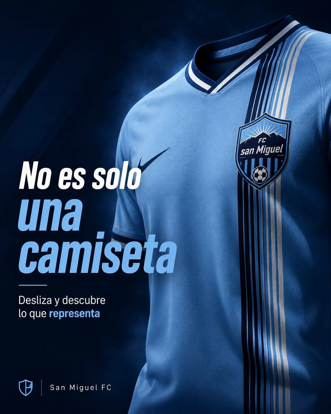 Detalle del escudo y las franjas de la camiseta celeste. No es solo una camiseta.